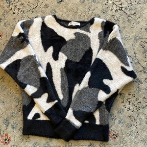 Philosophy black, grey, white camo sweater